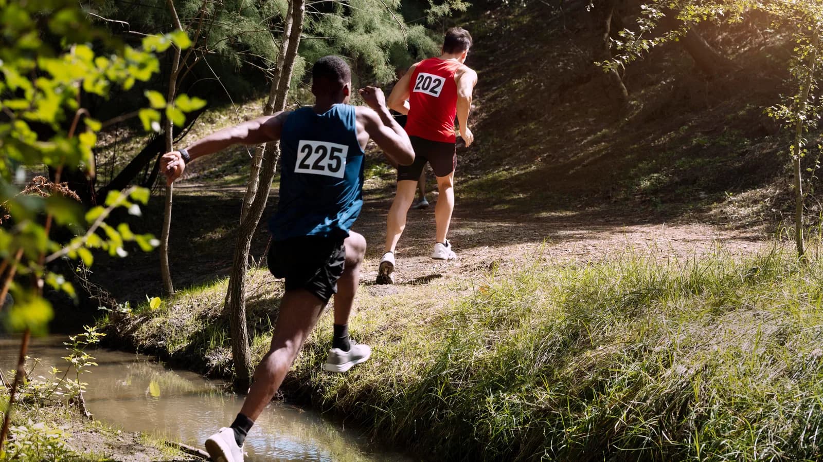 Comparación visual de piernas corriendo sobre pista, asfalto, campo a través y sendero de montaña