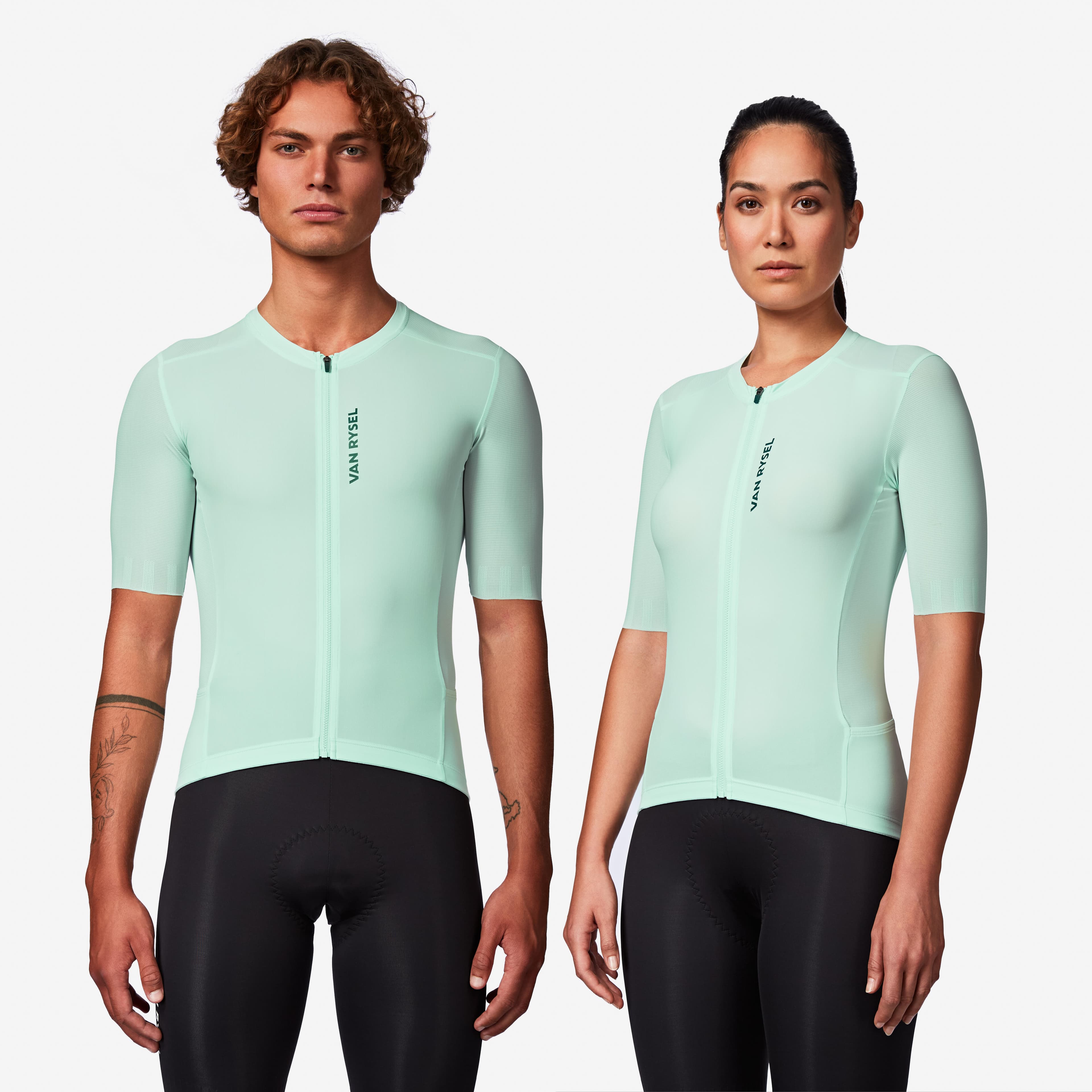 Maillot Manga Corta Bicicleta Carretera Muy Ajustado Unisex RCR-R 2 Verde