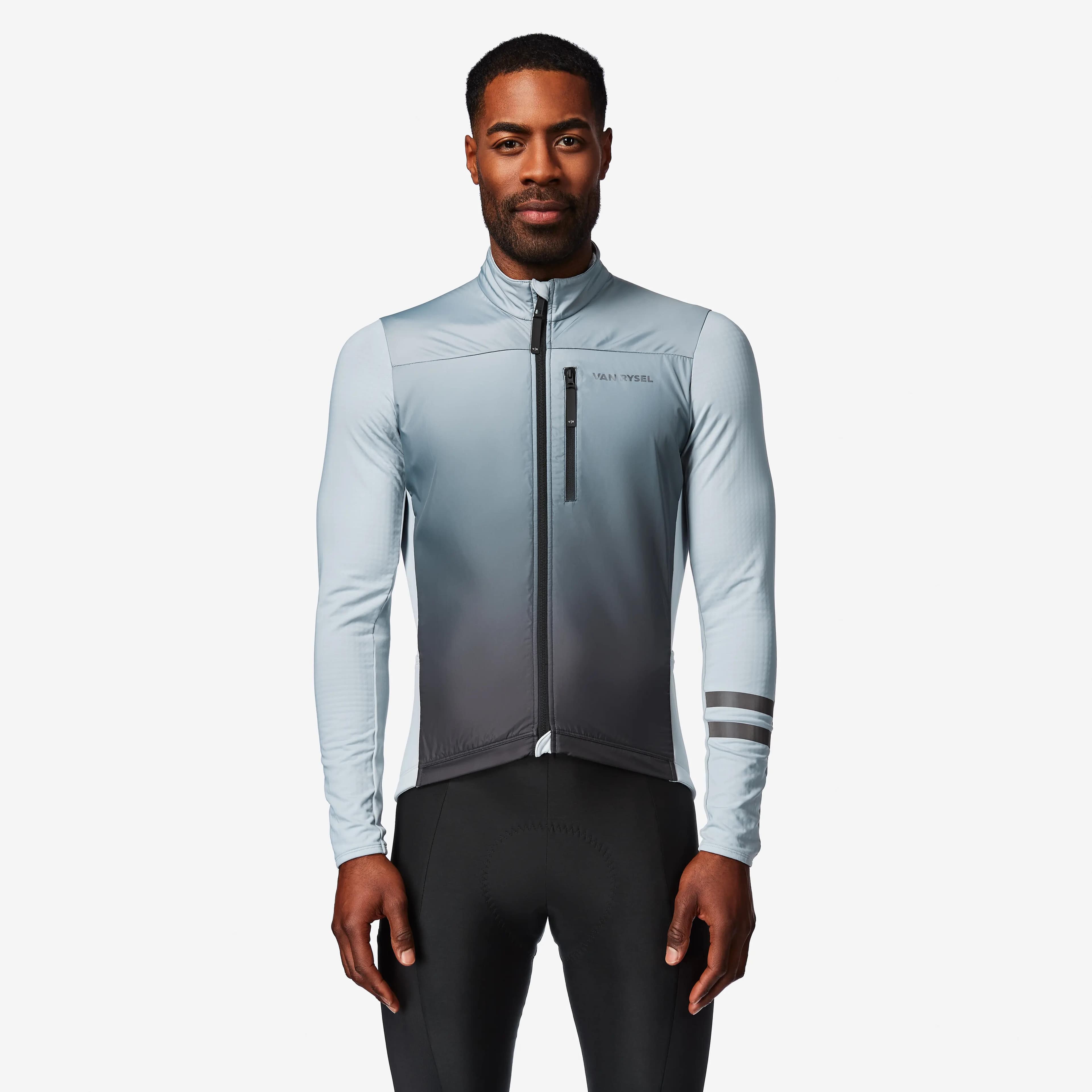 Maillot Ciclismo Carretera EDR Hombre Gris Manga Larga Entretiempo