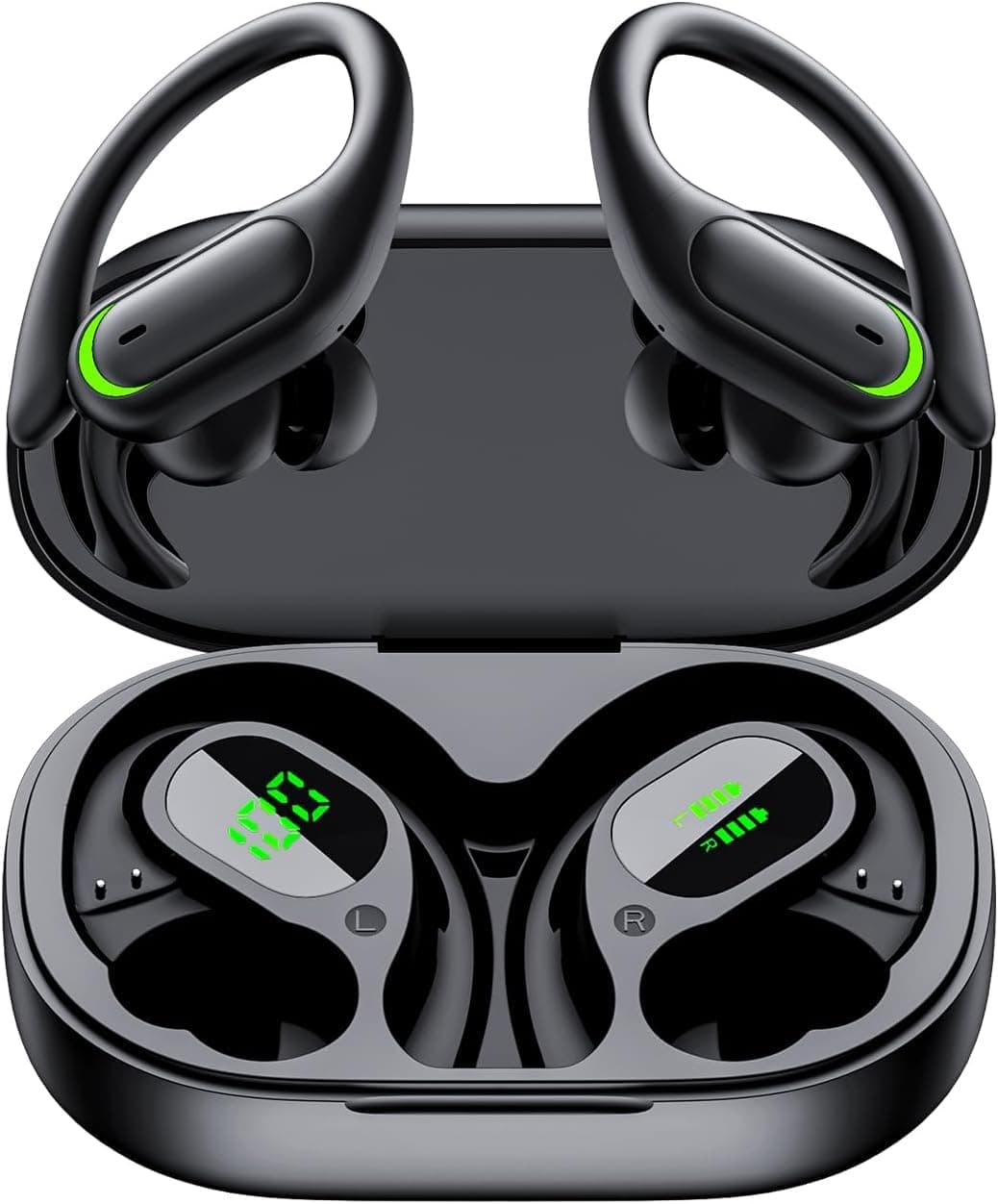 Auriculares Inalambricos Deportivos, Auriculares Bluetooth 5.4 HiFi Estéreo, Pantalla LED, 60H Cascos Inalambr