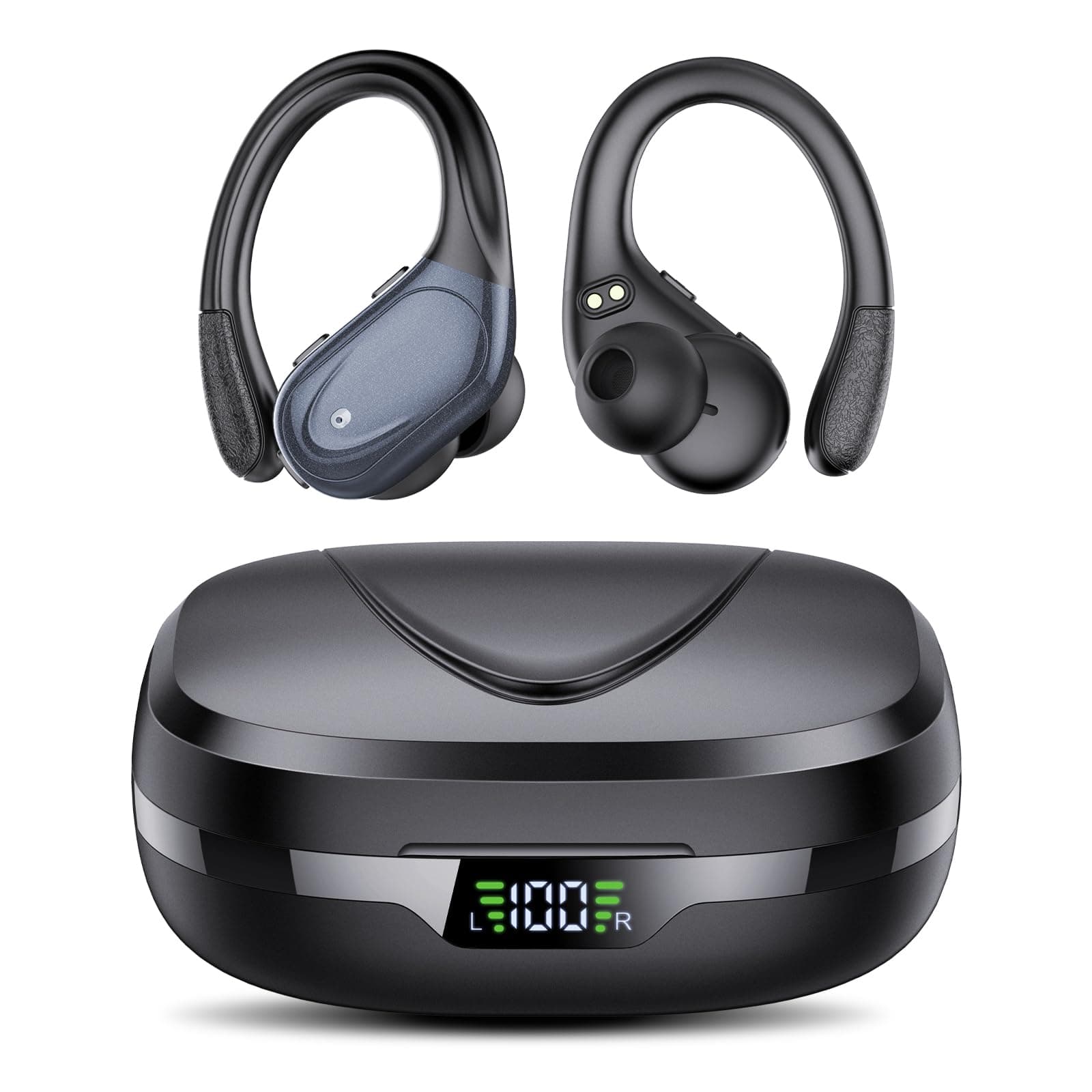Auriculares Inalambricos, Auriculares Bluetooth 5.3 Deportivos con Gancho de la Oreja, 60H de Reproducción, Pa