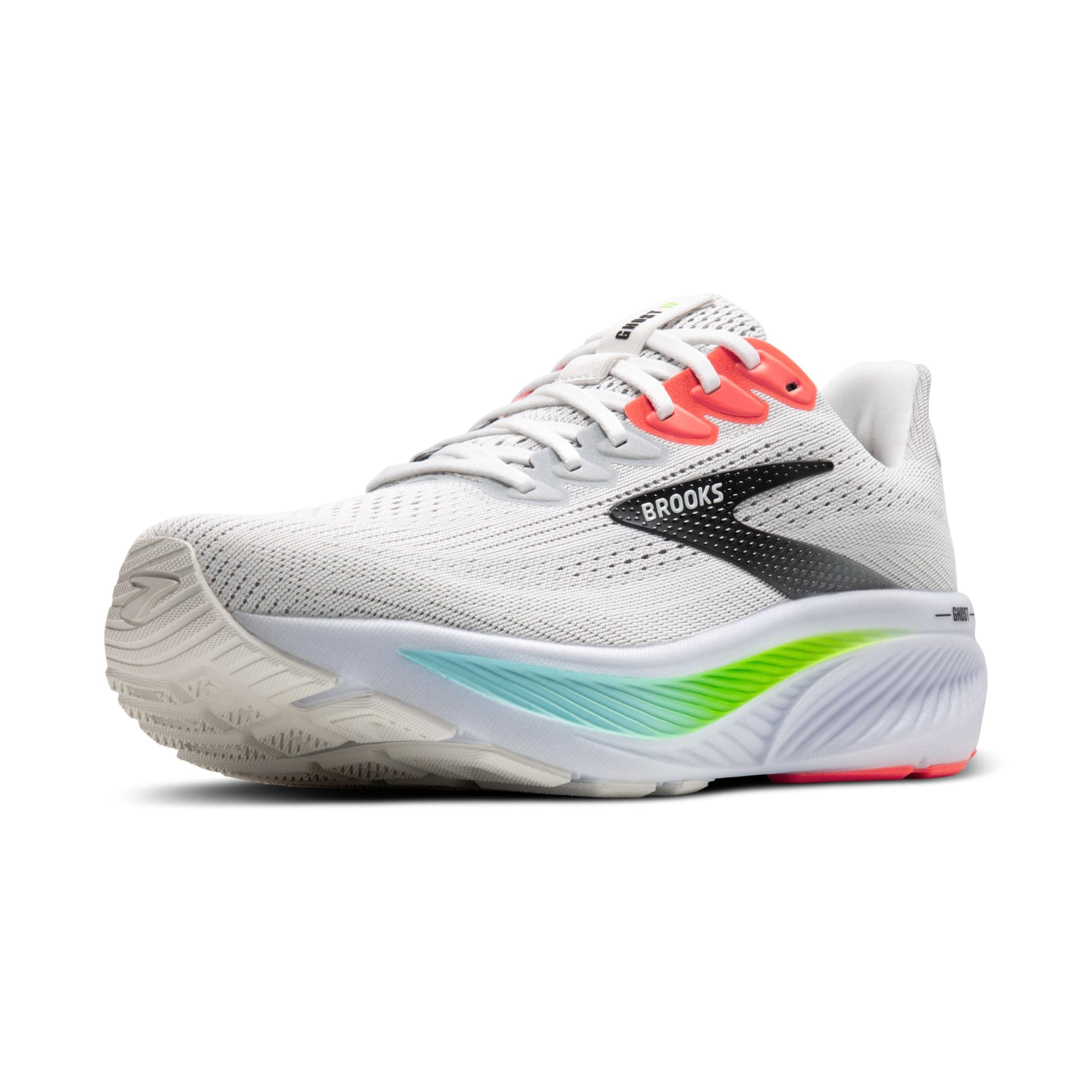 Brooks Ghost 17, Sneaker Hombre, White/Pink Clay/Gecko, 41 EU