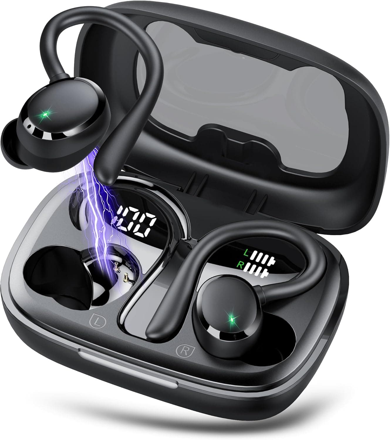 Auriculares Inalámbricos Bluetooth 5.3, Auriculares Deportivos con pantalla LED, 72 Horas de Reproducción, Can