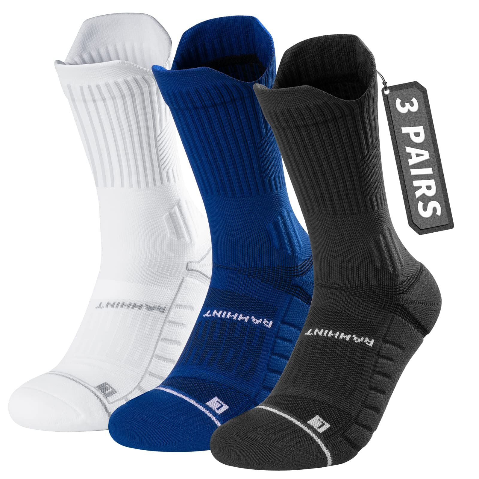 Rahhint Coolmax Compresión Calcetines Running Hombre, Deporte Anti-Ampollas, Amortiguación Respirable, Soporte