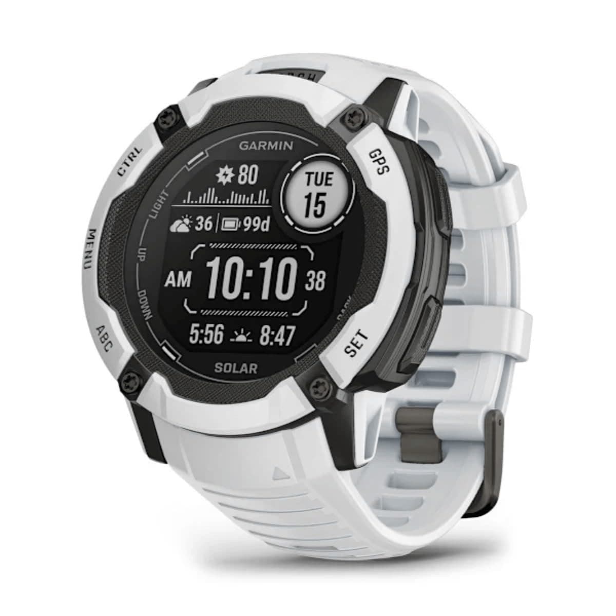 Garmin Instinct 2X Solar, Reloj Inteligente con GPS Resistente al Agua, Carga Solar, Funciones Deportivas, Pulsioximetría, Puntuación de Sueño y Notificaciones del Smartphone, Blanco