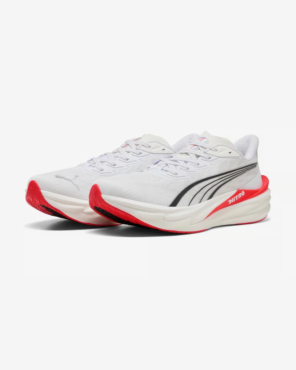 Puma Deviate NITRO 4 blanco rojo negro — zapatillas de running