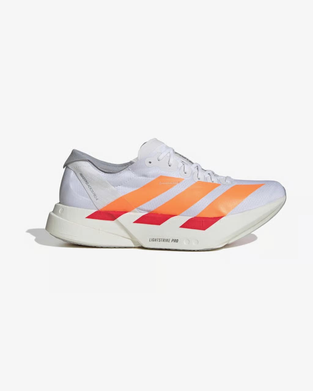 Adidas Adizero Adios Pro 4 blanco puro naranja rojo — zapatillas de running