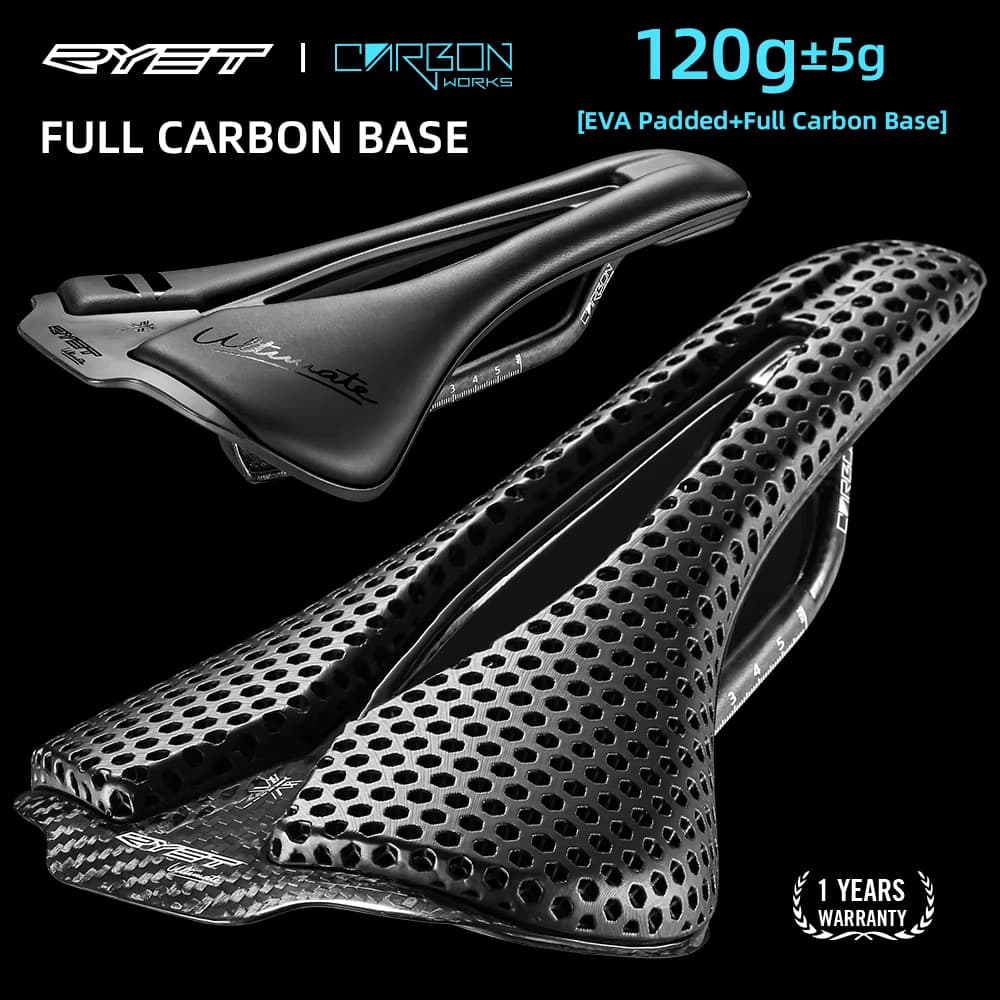 RYET-sillín de bicicleta con estampado 3D, ultraligero, de carbono, 120g, 250x140mm, asiento de bicicleta para asiento de bicicleta de carretera de grava MTB, piezas de ciclismo — otros deportes