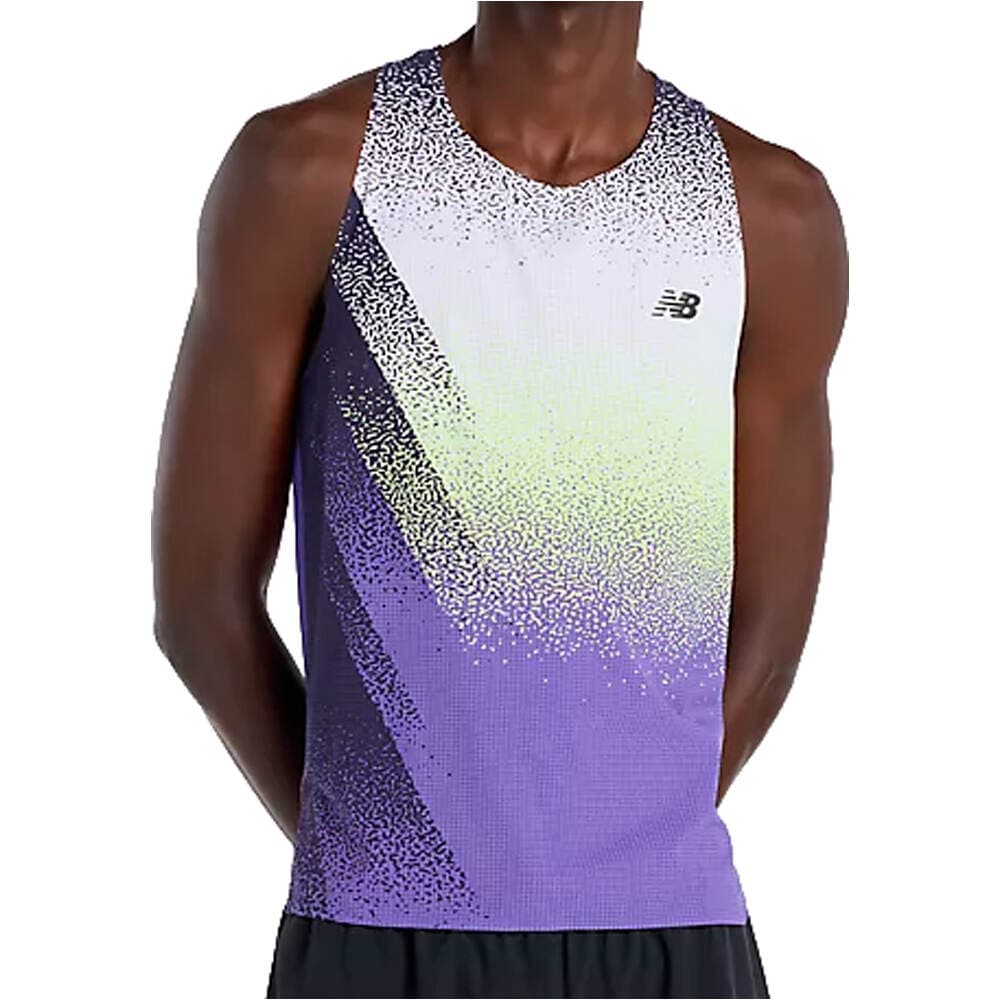 New Balance race day ultra light printed singlet camiseta entrenamiento tirantes — camiseta de running para hombre