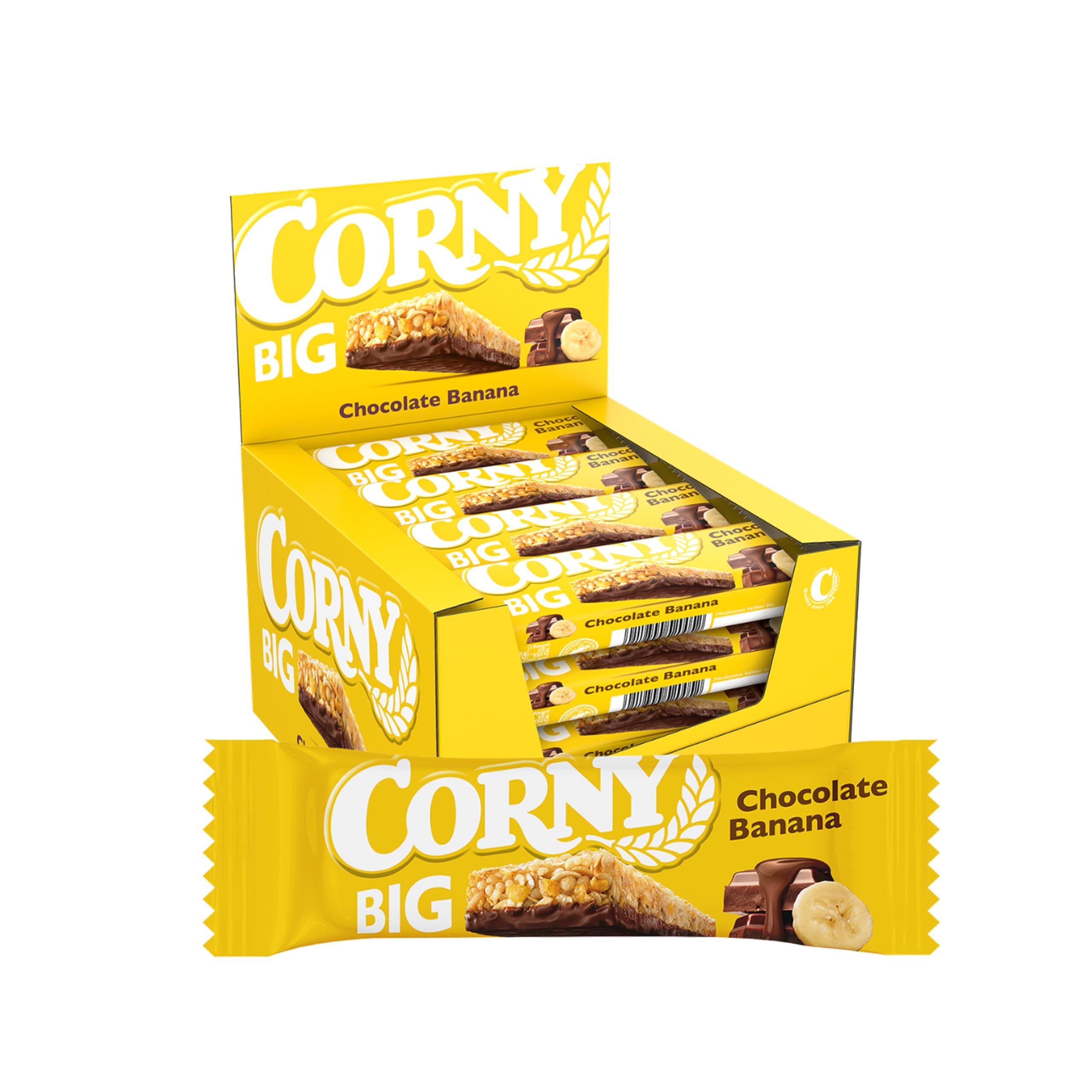 Corny Big Barritas Sin Azúcares Añadidos Chocolate y Banana, 24x50 g — barrita energética
