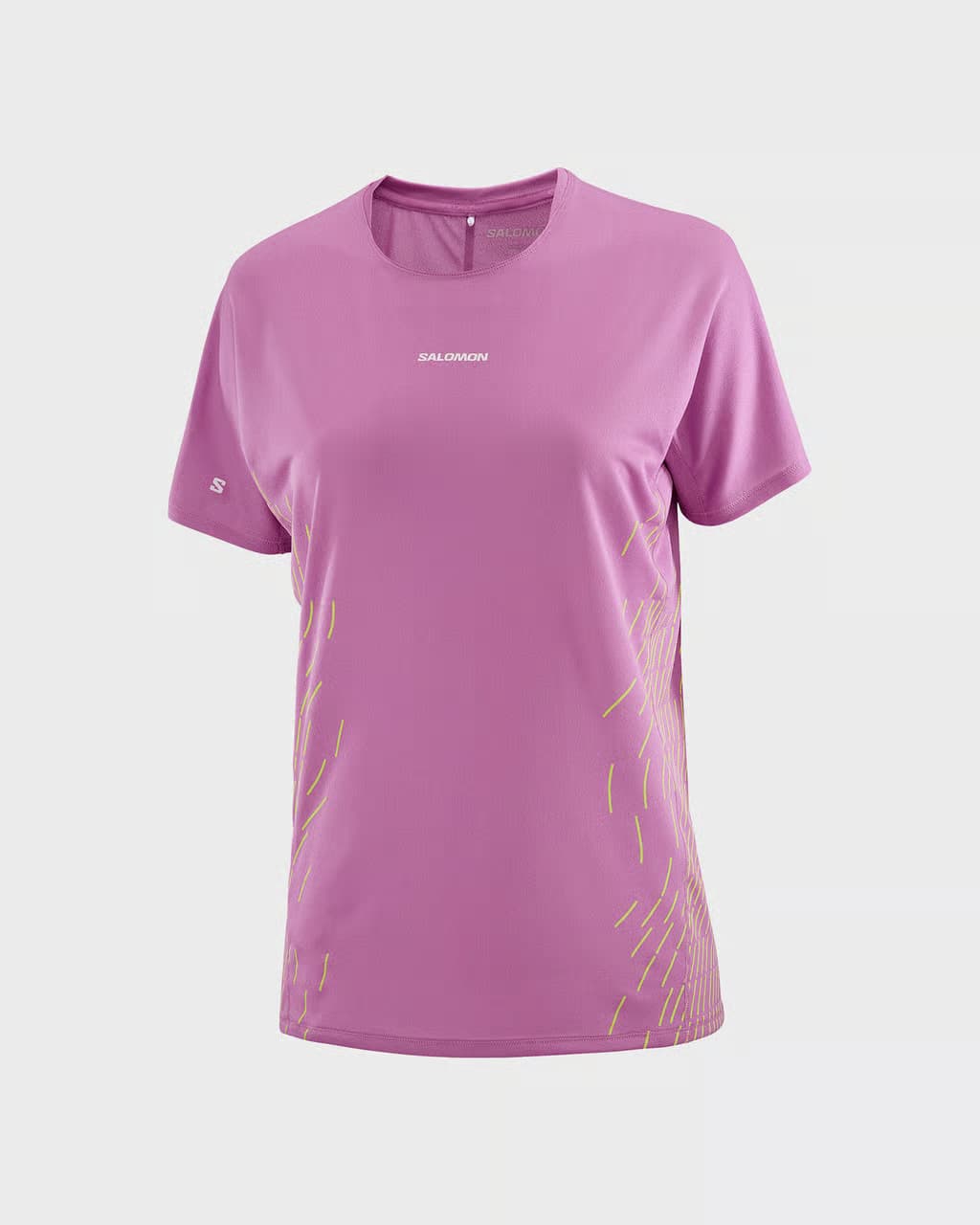 Salomon Sense Aero GFX manga corta rosa violeta — camiseta de running para mujer