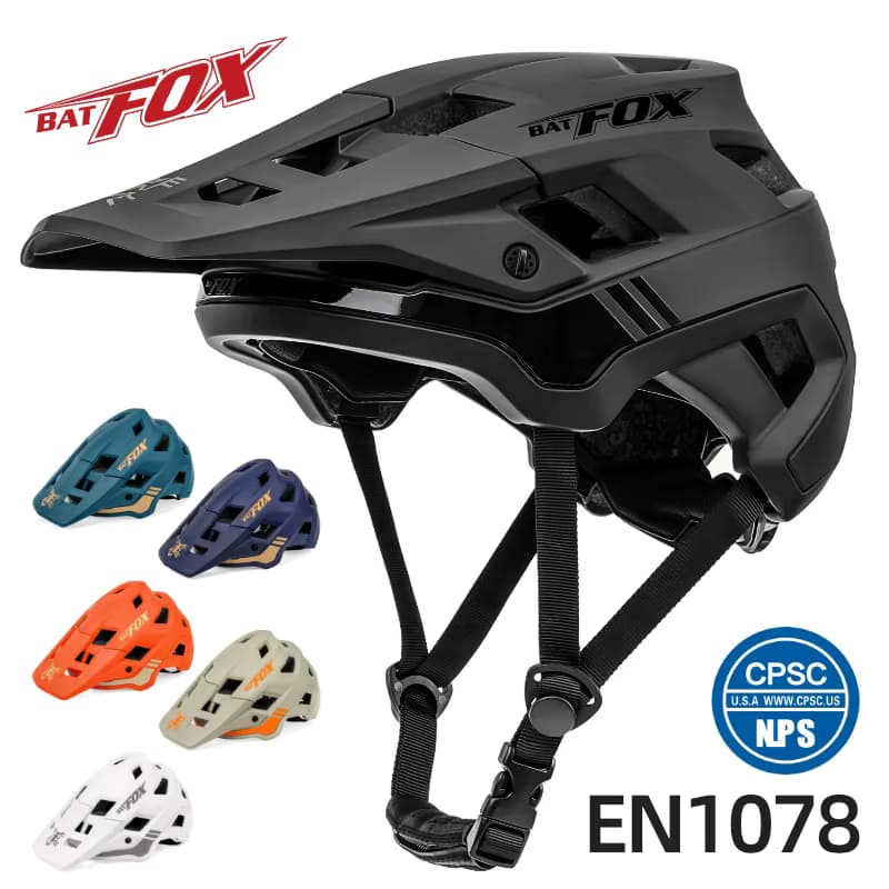 Casco de Ciclismo BATFOX para Hombre, Casco de Bicicleta MTB, Casco de Ciclismo de Montaña, Casco de Ciclismo Hombre, Negro Mate — otros deportes para hombre