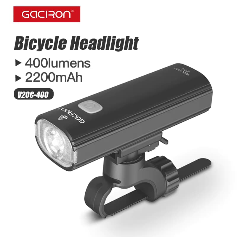 Gaciron-luz delantera para bicicleta, accesorio V20C, recargable vía USB, 400LM, luz para casco, lámpara para manillar, resistente al agua — otros deportes