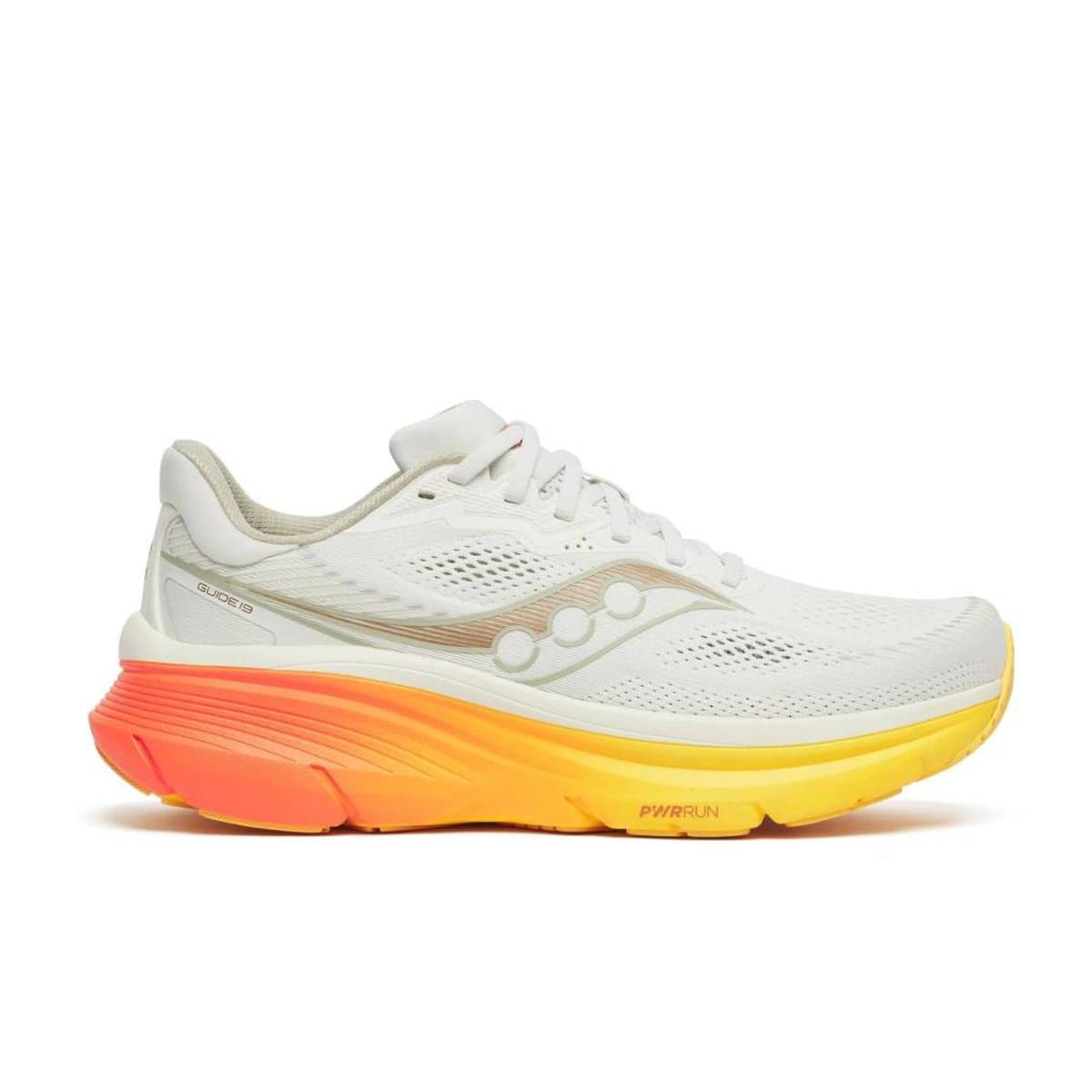 Zapatillas Saucony Guide 19 Blanco Naranja SS26, Talla 41 - EUR
