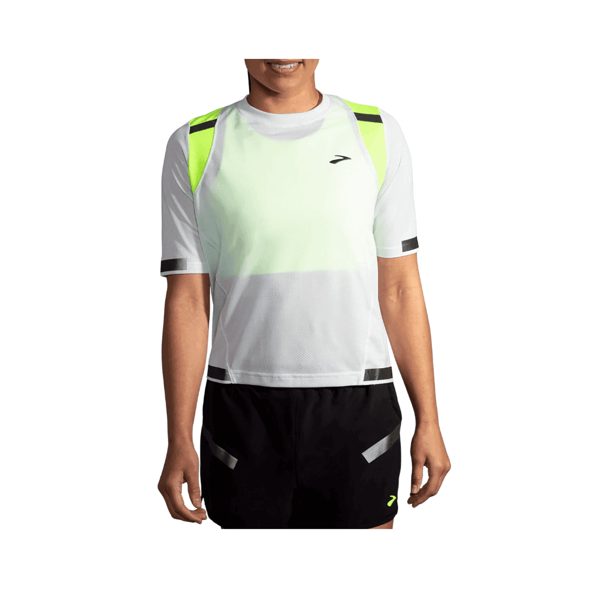 Camiseta Manga Corta Brooks Carbonite SS Gris Amarillo Mujer, Talla XS