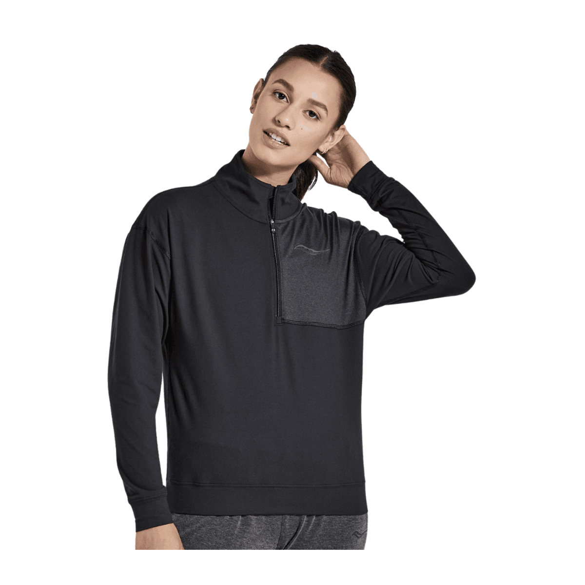 Sudadera Saucony Sunday 1/4 Zip Negro Mujer, Talla M
