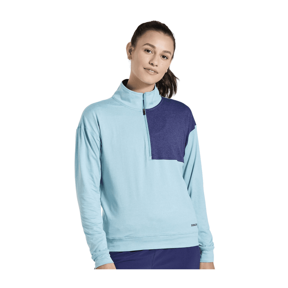 Camiseta Saucony Sunday 1/4 Zip Azul Mujer, Talla M