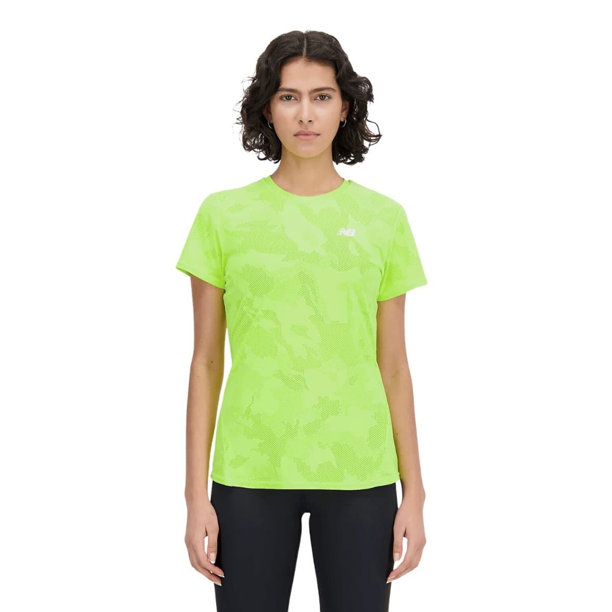 Camiseta New Balance Q Speed Jacquard Manga Corta Verde Lima Mujer, Talla XS