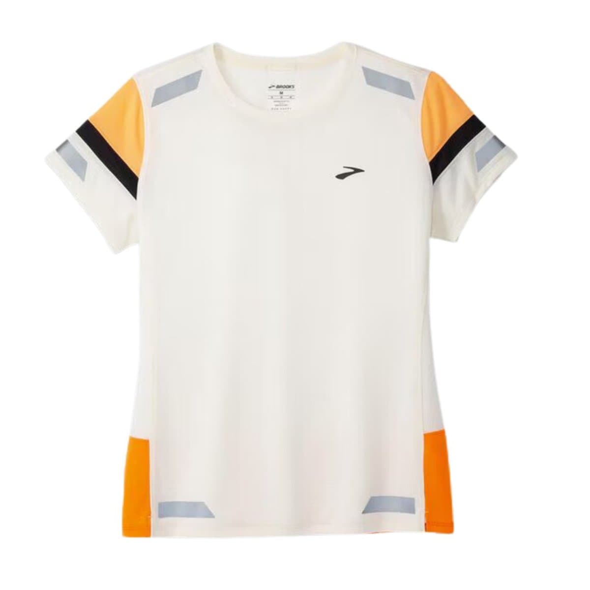 Camiseta manga corta Brooks Run Visible 2.0 Blanca Naranja Mujer, Talla XS