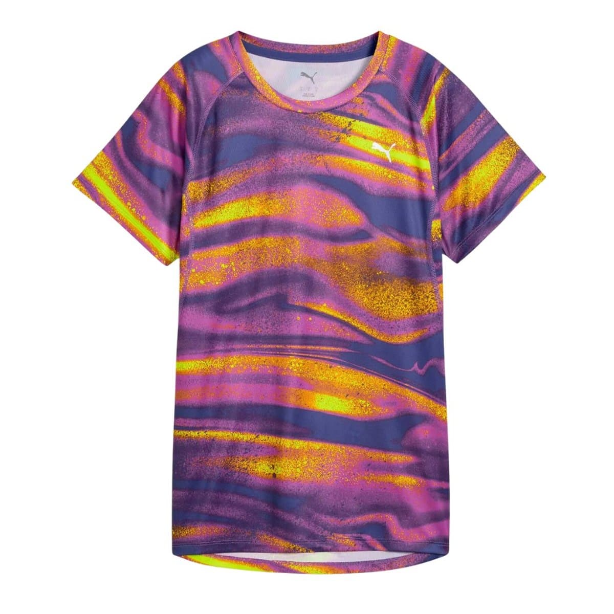 Camiseta Puma Velocity All-Over Print Morado Amarillo Mujer, Talla XS