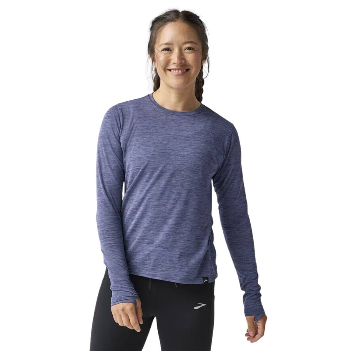 Camiseta Brooks Luxe Manga Larga Azul Mujer, Talla S